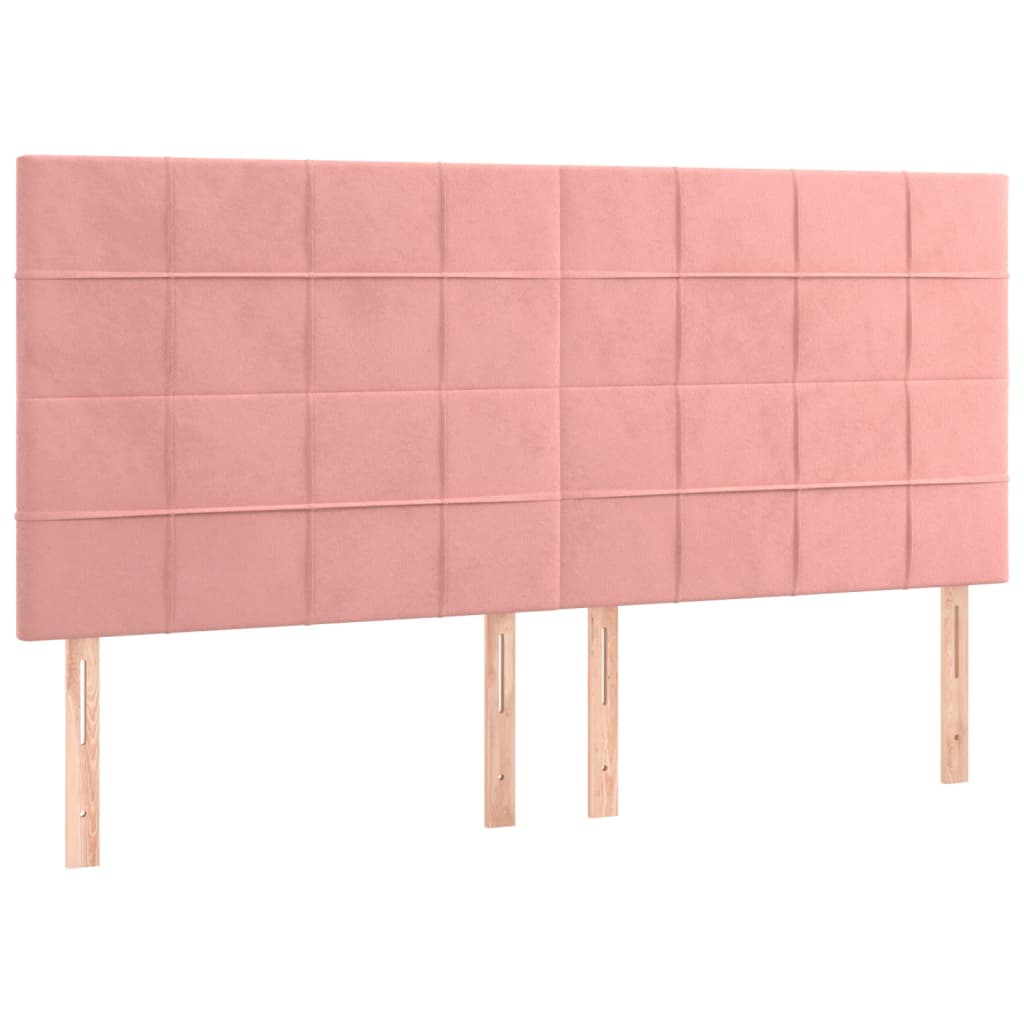 Κρεβάτι Boxspring με Στρώμα & LED Ροζ 180x200 εκ. Βελούδινο