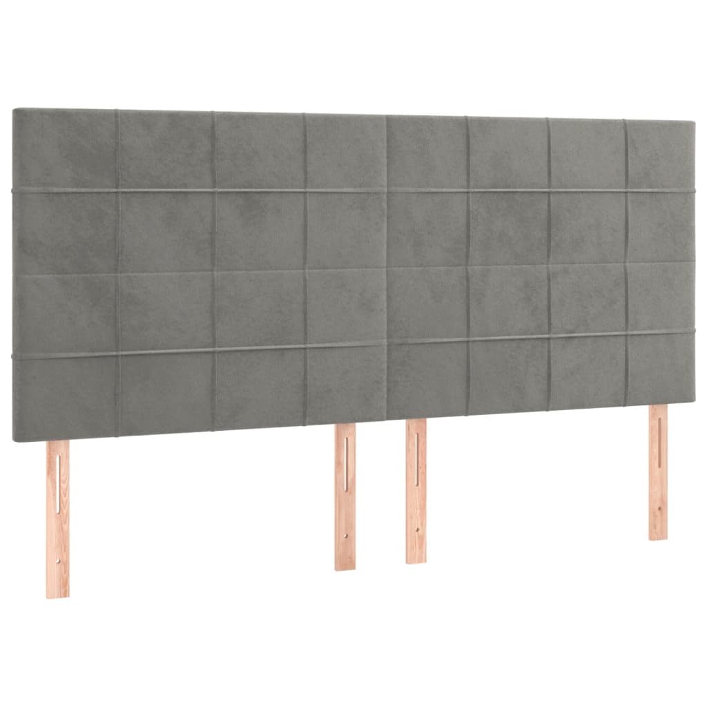 Κρεβάτι Boxspring με Στρώμα & LED Αν.Γκρι 200x200 εκ. Βελούδινο - Pakobazaar