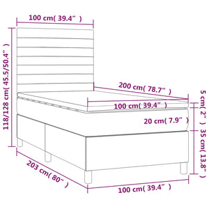 Κρεβάτι Boxspring με Στρώμα & LED Μαύρο 100x200 εκ. Βελούδινο