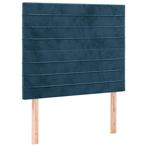 Κρεβάτι Boxspring με Στρώμα & LED Σκ. Μπλε 100x200εκ. Βελούδινο