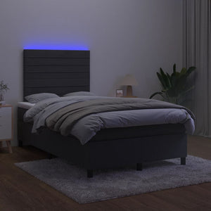 Κρεβάτι Boxspring με Στρώμα & LED Μαύρο 120x200 εκ. Βελούδινο