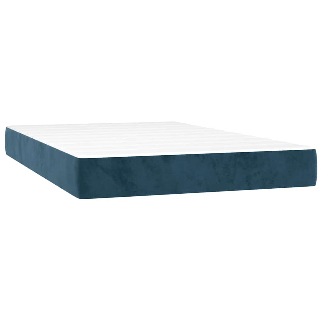 Κρεβάτι Boxspring με Στρώμα & LED Σκ. Μπλε 120x200εκ. Βελούδινο