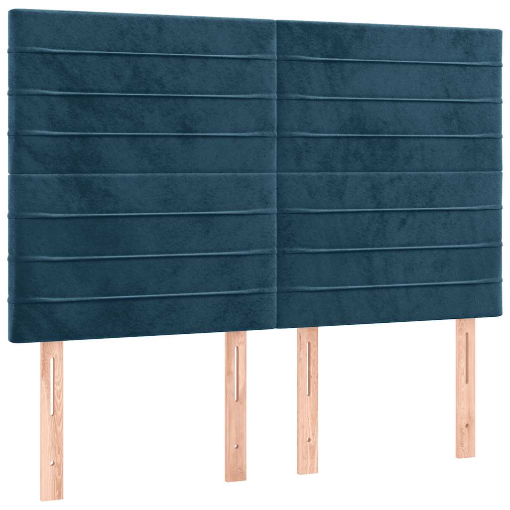 Κρεβάτι Boxspring με Στρώμα & LED Σκ. Μπλε 140x190εκ. Βελούδινο
