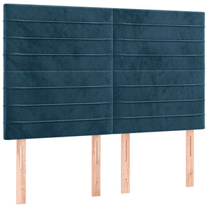 Κρεβάτι Boxspring με Στρώμα & LED Σκ. Μπλε 140x190εκ. Βελούδινο