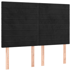 Κρεβάτι Boxspring με Στρώμα & LED Μαύρο 140x200 εκ. Βελούδινο