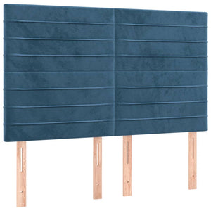 Κρεβάτι Boxspring με Στρώμα & LED Σκ. Μπλε 140x200εκ. Βελούδινο