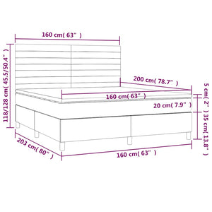 Κρεβάτι Boxspring με Στρώμα & LED Σκ. Μπλε 160x200εκ. Βελούδινο