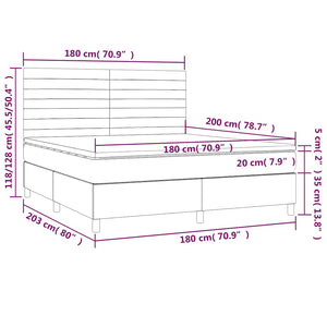 Κρεβάτι Boxspring με Στρώμα & LED Σκ. Πράσινο 180x200εκ Βελούδο