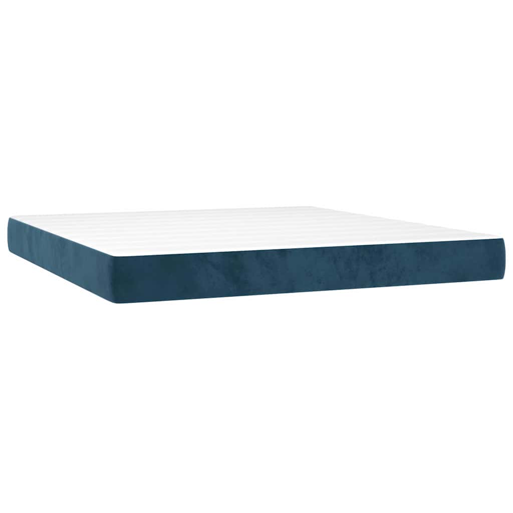 Κρεβάτι Boxspring με Στρώμα & LED Σκ. Μπλε 180x200εκ. Βελούδινο