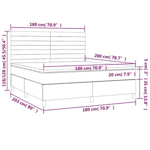 Κρεβάτι Boxspring με Στρώμα & LED Σκ. Μπλε 180x200εκ. Βελούδινο
