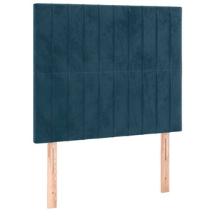 Κρεβάτι Boxspring με Στρώμα & LED Σκ. Μπλε 80x200 εκ. Βελούδινο