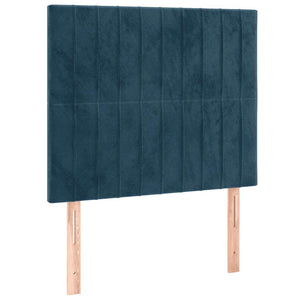 Κρεβάτι Boxspring με Στρώμα & LED Σκ. Μπλε 90x190 εκ. Βελούδινο