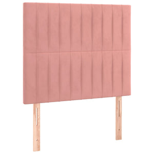 Κρεβάτι Boxspring με Στρώμα & LED Ροζ 90x190 εκ. Βελούδινο