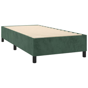 Κρεβάτι Boxspring με Στρώμα & LED Σκ. Πράσινο 90x200 εκ Βελούδο