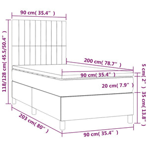 Κρεβάτι Boxspring με Στρώμα & LED Σκ. Πράσινο 90x200 εκ Βελούδο
