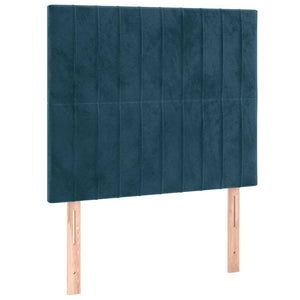 Κρεβάτι Boxspring με Στρώμα & LED Σκ. Μπλε 90x200 εκ. Βελούδινο