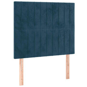 Κρεβάτι Boxspring με Στρώμα & LED Σκ. Μπλε 100x200εκ. Βελούδινο
