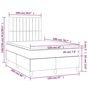 Κρεβάτι Boxspring με Στρώμα & LED Σκ. Πράσινο 120x200εκ Βελούδο