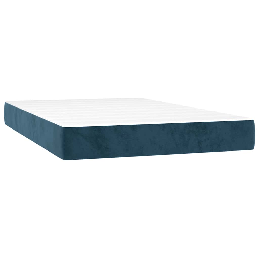 Κρεβάτι Boxspring με Στρώμα & LED Σκ. Μπλε 120x200εκ. Βελούδινο