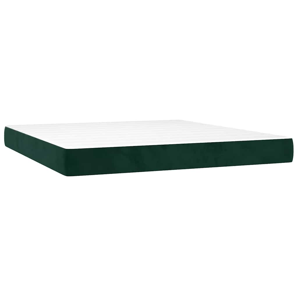 Κρεβάτι Boxspring με Στρώμα & LED Σκ. Πράσινο 180x200εκ Βελούδο