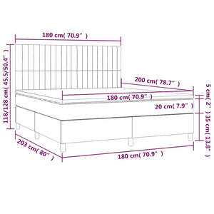 Κρεβάτι Boxspring με Στρώμα & LED Σκ. Πράσινο 180x200εκ Βελούδο