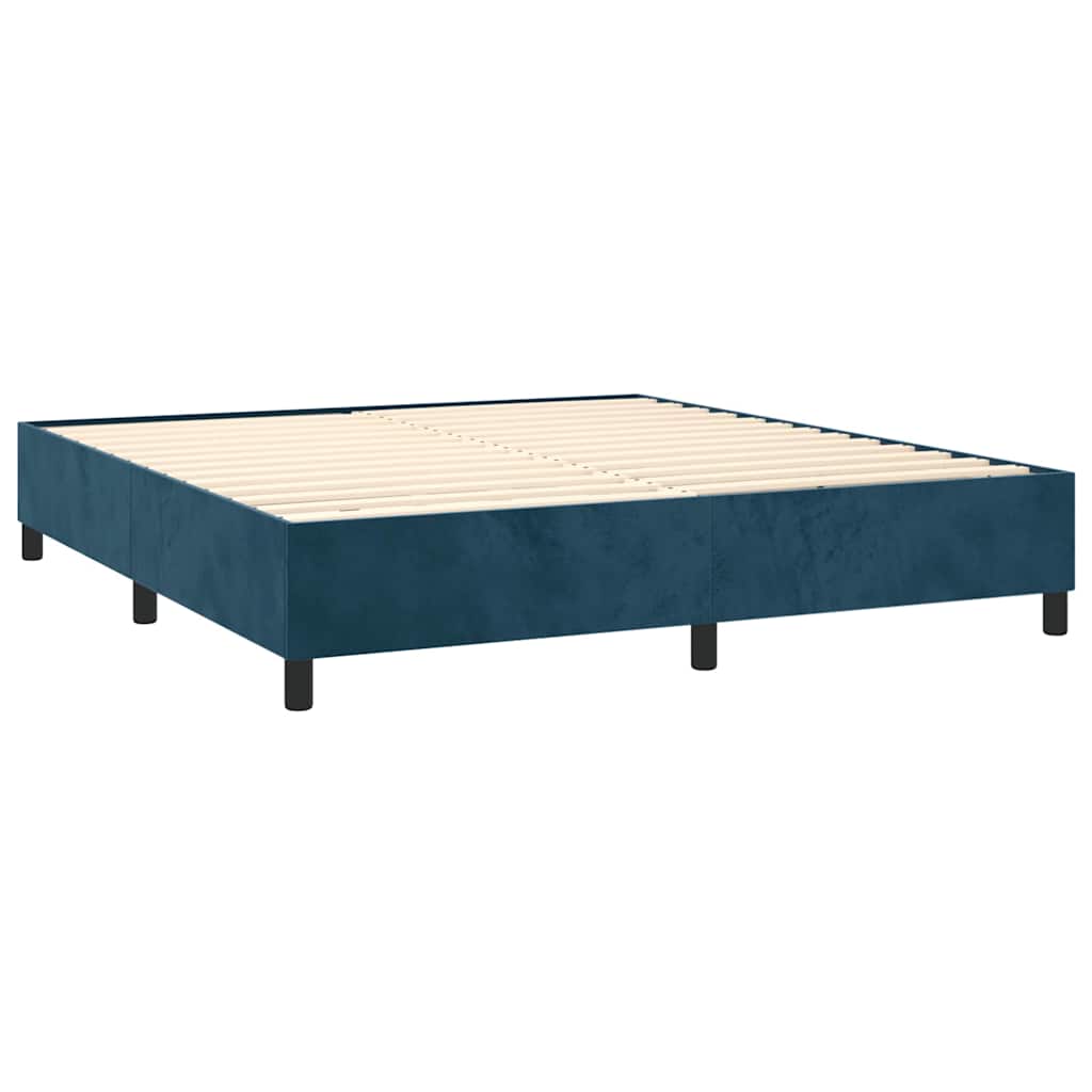 Κρεβάτι Boxspring με Στρώμα & LED Σκ. Μπλε 180x200εκ. Βελούδινο