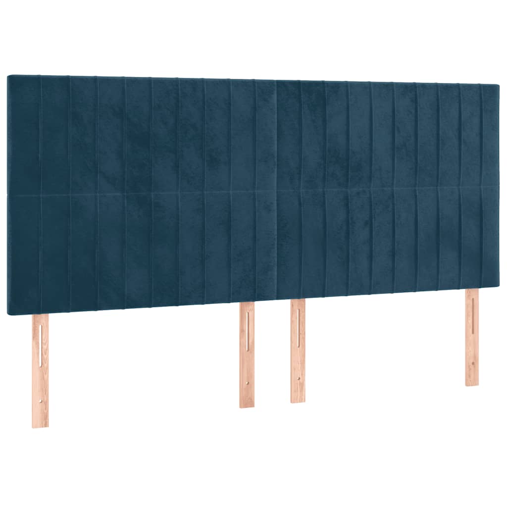 Κρεβάτι Boxspring με Στρώμα & LED Σκ. Μπλε 180x200εκ. Βελούδινο