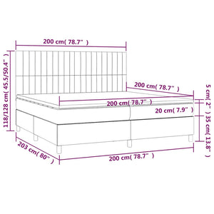 Κρεβάτι Boxspring με Στρώμα & LED Σκ. Πράσινο 200x200εκ Βελούδο