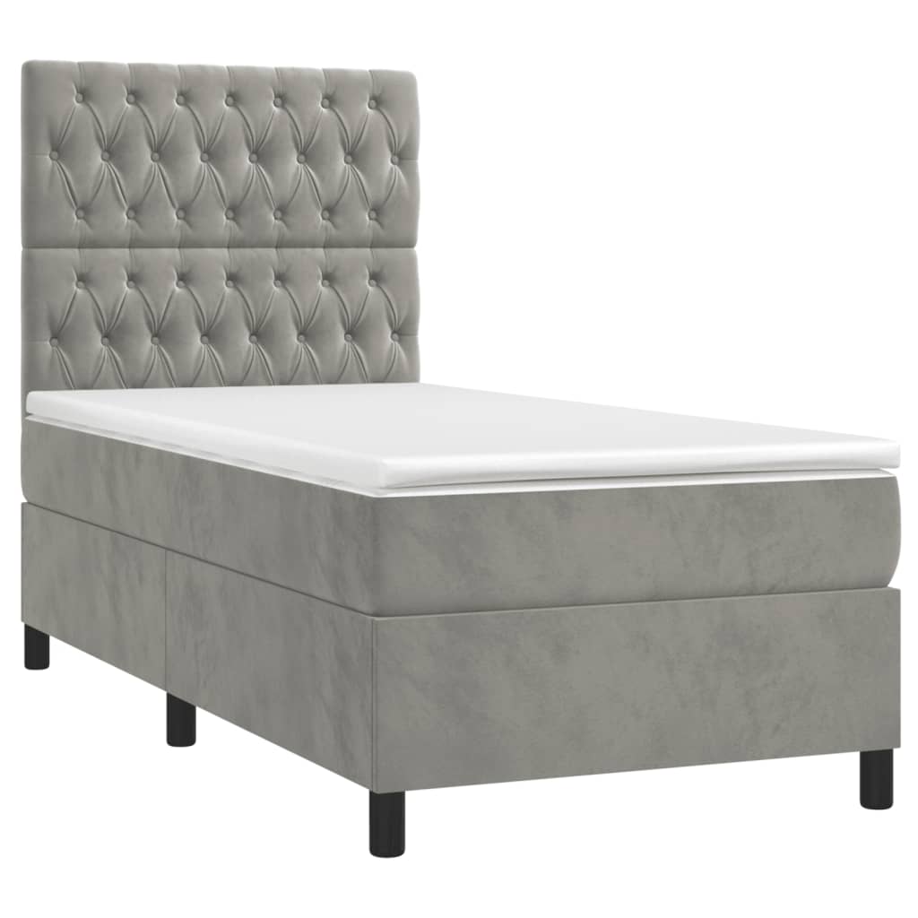Κρεβάτι Boxspring με Στρώμα & LED Αν.Γκρι 80x200 εκ. Βελούδινο