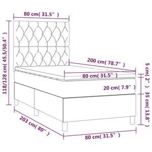 Κρεβάτι Boxspring με Στρώμα & LED Μαύρο 80x200 εκ. Βελούδινο