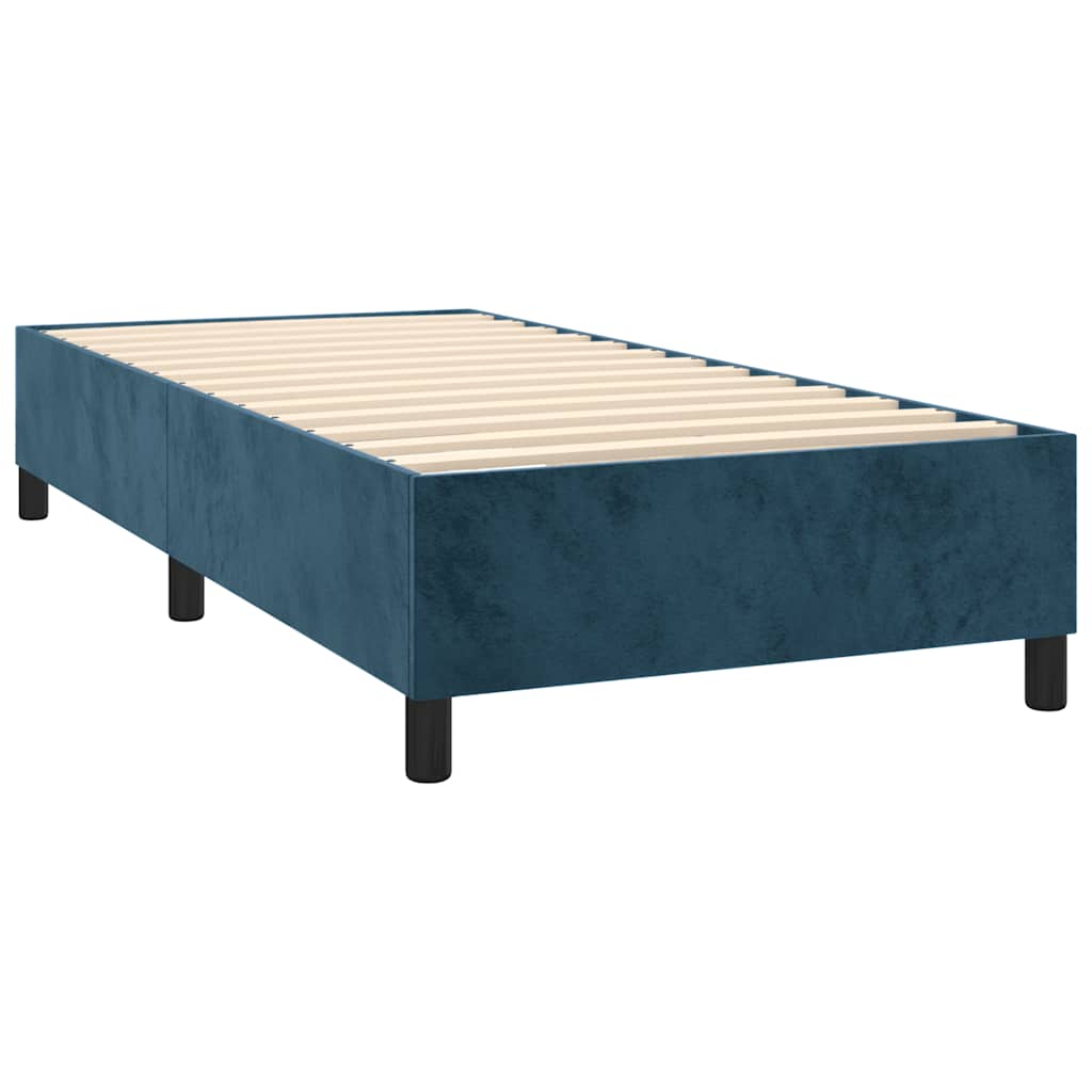 Κρεβάτι Boxspring με Στρώμα & LED Σκ. Μπλε 80x200 εκ. Βελούδινο