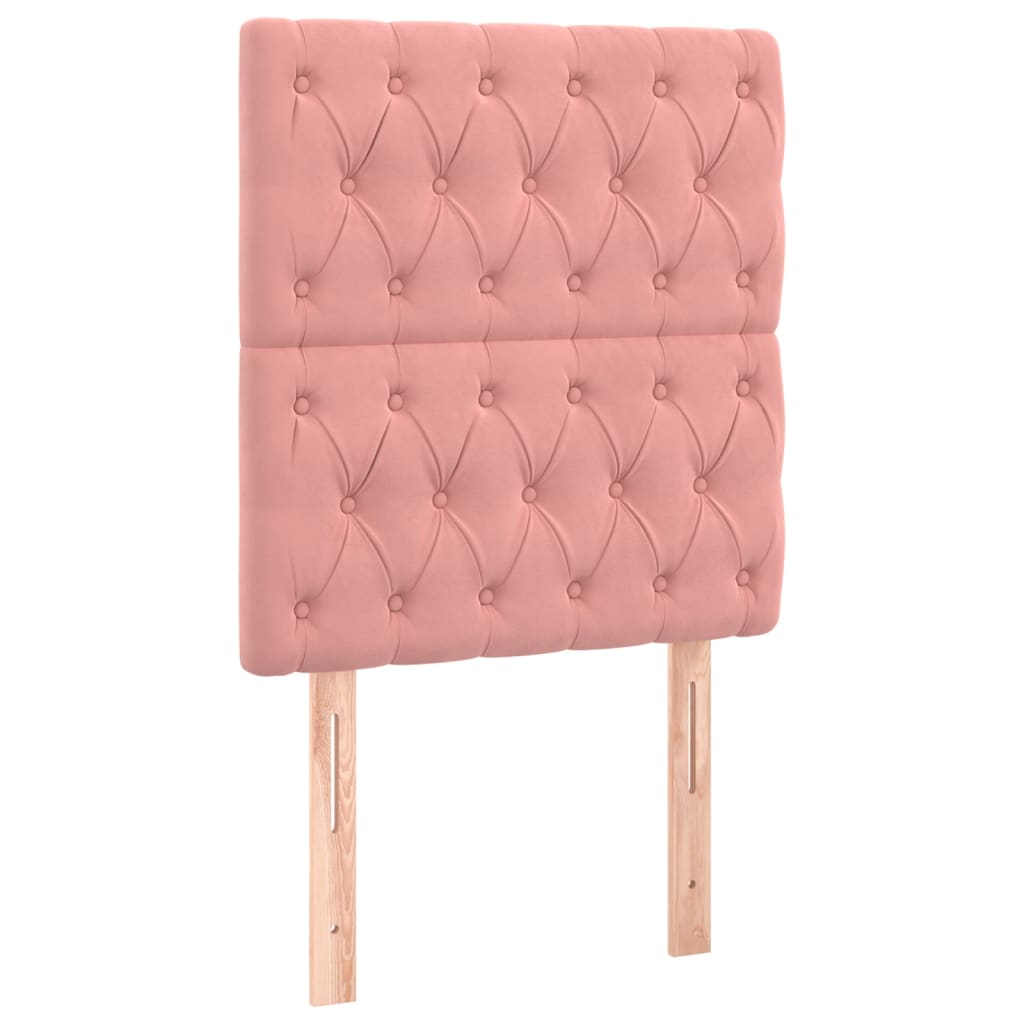 Κρεβάτι Boxspring με Στρώμα & LED Ροζ 90x190 εκ. Βελούδινο