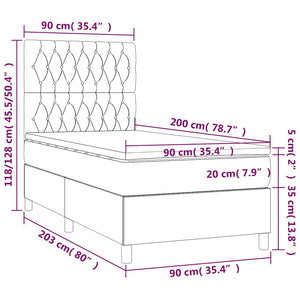 Κρεβάτι Boxspring με Στρώμα & LED Σκ. Μπλε 90x200 εκ. Βελούδινο - Pakobazaar