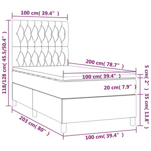 Κρεβάτι Boxspring με Στρώμα & LED Μαύρο 100x200 εκ. Βελούδινο