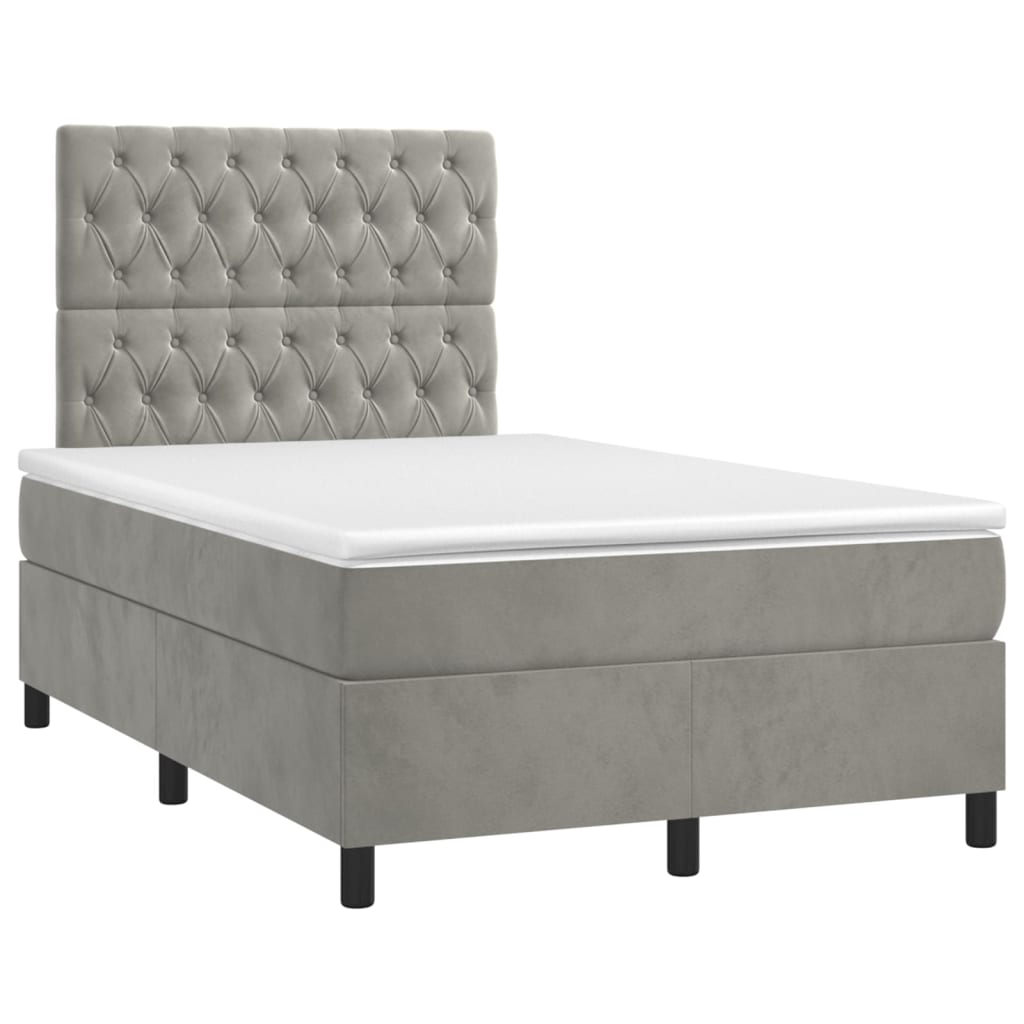 Κρεβάτι Boxspring με Στρώμα & LED Αν.Γκρι 120x200 εκ. Βελούδινο