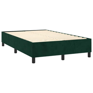 Κρεβάτι Boxspring με Στρώμα & LED Σκ. Πράσινο 120x200εκ Βελούδο