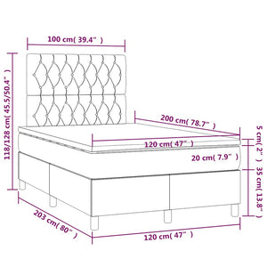Κρεβάτι Boxspring με Στρώμα & LED Σκ. Πράσινο 120x200εκ Βελούδο