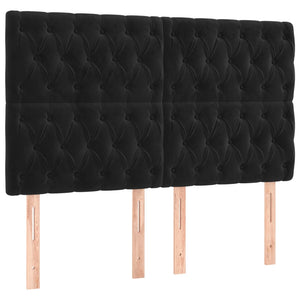 Κρεβάτι Boxspring με Στρώμα & LED Μαύρο 140x200 εκ. Βελούδινο