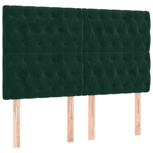 Κρεβάτι Boxspring με Στρώμα & LED Σκ. Πράσινο 140x200εκ Βελούδο
