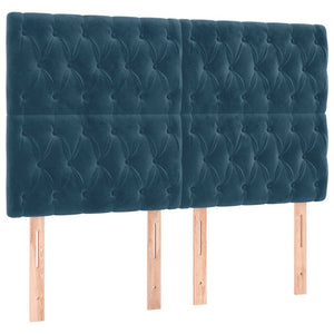Κρεβάτι Boxspring με Στρώμα & LED Σκ. Μπλε 140x200εκ. Βελούδινο