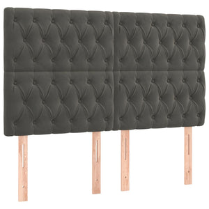 Κρεβάτι Boxspring με Στρώμα & LED Σκ. Γκρι 160x200εκ. Βελούδινο