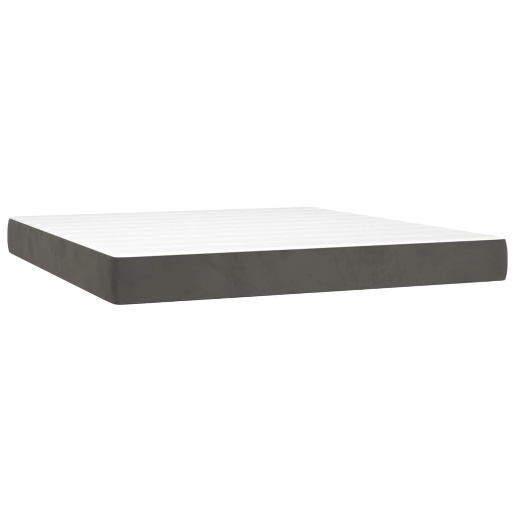 Κρεβάτι Boxspring με Στρώμα & LED Σκ. Γκρι 180x200εκ. Βελούδινο