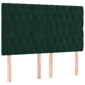 Κρεβάτι Boxspring με Στρώμα & LED Σκ. Πράσινο 180x200εκ Βελούδο