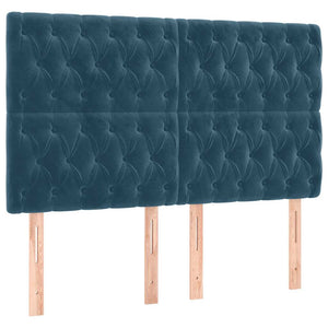Κρεβάτι Boxspring με Στρώμα & LED Σκ. Μπλε 180x200εκ. Βελούδινο