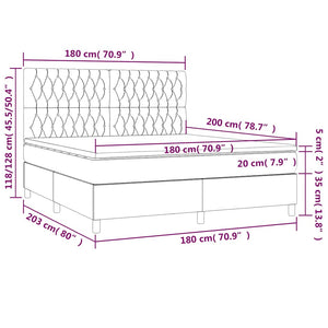 Κρεβάτι Boxspring με Στρώμα & LED Σκ. Μπλε 180x200εκ. Βελούδινο