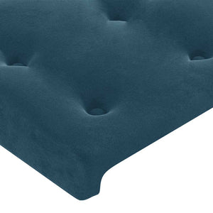 Κρεβάτι Boxspring με Στρώμα & LED Σκ. Μπλε 90x190 εκ. Βελούδινο