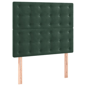 Κρεβάτι Boxspring με Στρώμα & LED Σκ. Πράσινο 90x200 εκ Βελούδο
