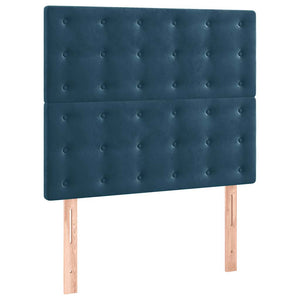 Κρεβάτι Boxspring με Στρώμα & LED Σκ. Μπλε 90x200 εκ. Βελούδινο