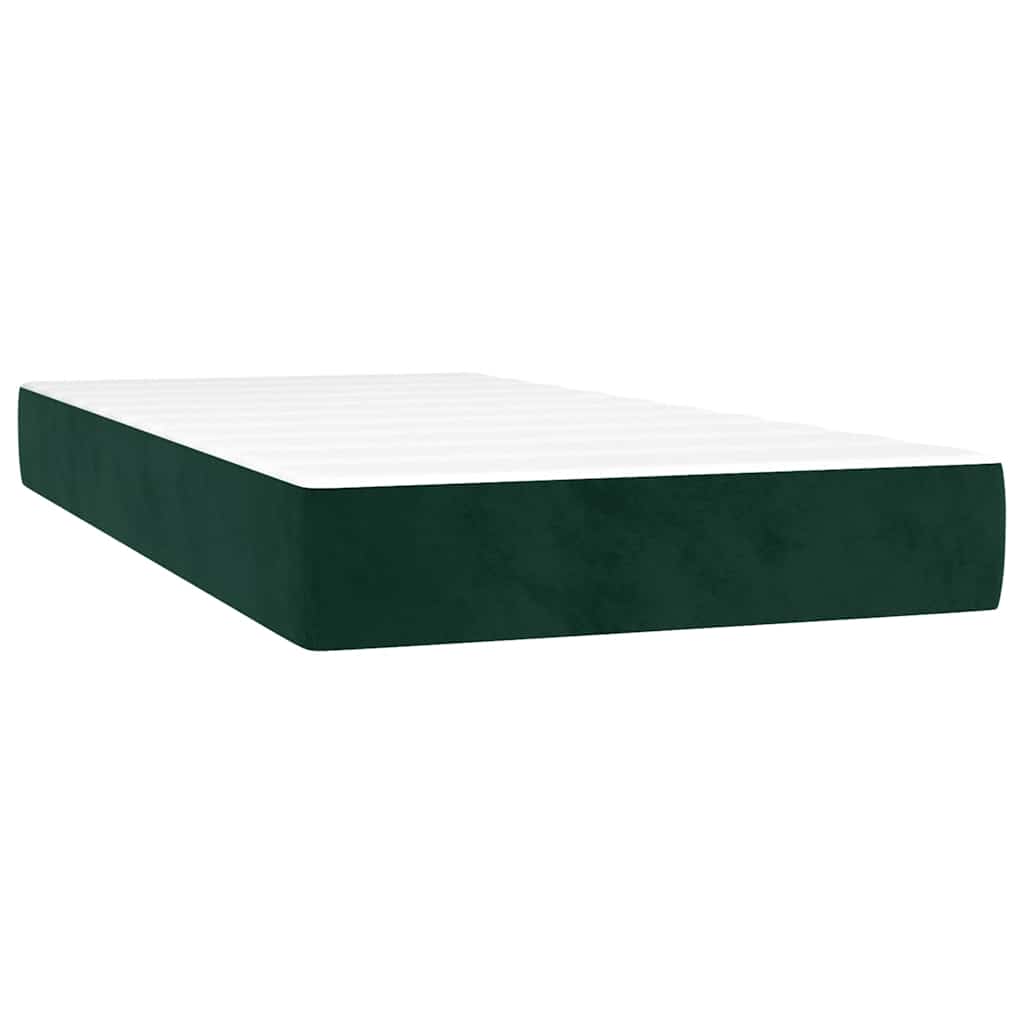 Κρεβάτι Boxspring με Στρώμα & LED Σκ. Πράσινο 100x200εκ Βελούδο