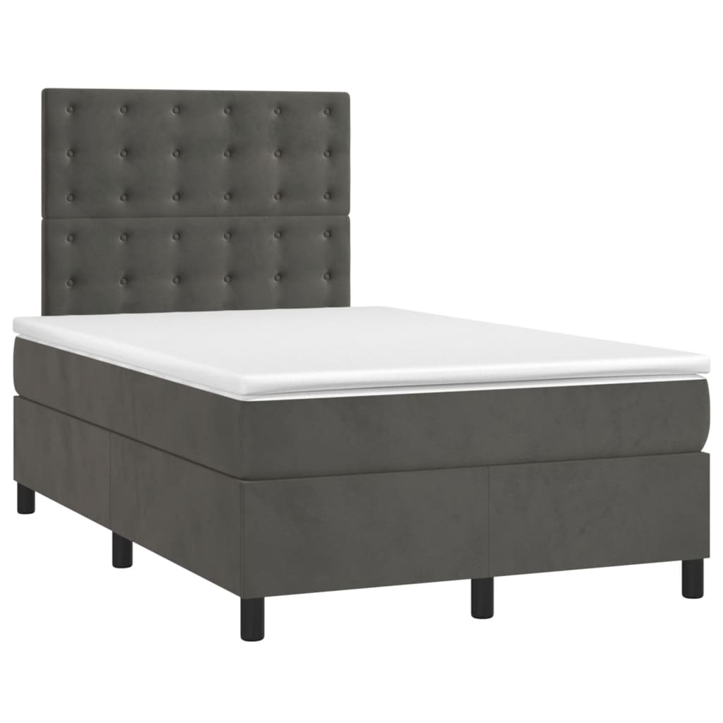 Κρεβάτι Boxspring με Στρώμα & LED Σκ. Γκρι 120x200εκ. Βελούδινο - Pakobazaar